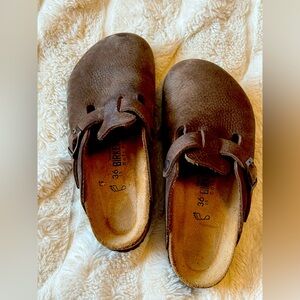 Brown Birkenstock clogs